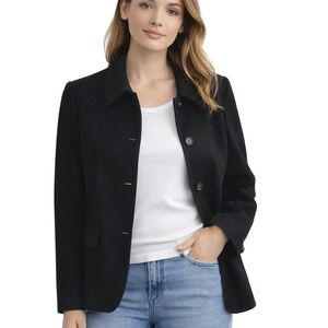 Vtg Harve Benard Benard Holtzman Black‎ Wool Blend Coat Womens Large